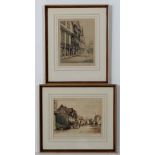 Mabel Catherine Robinson (1875-? ),
Signed coloured etching,
Medieval High Street,
9 1/4 x 11 1/