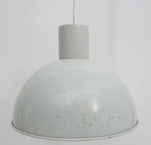Vintage Retro : a Danish Fog & Morup pendant light of white semi- domed form, labelled within , - Image 2 of 7