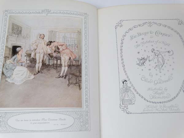 Book - ' She stoops to conquer; The mistakes of a night ' by Oliver Goldsmith. Illustrations by Hugh - Image 4 of 6