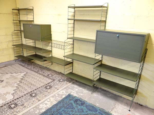 Vintage retro : A Green Ladderax  style , 5 division Modular set of wall shelves with magazine - Image 3 of 6