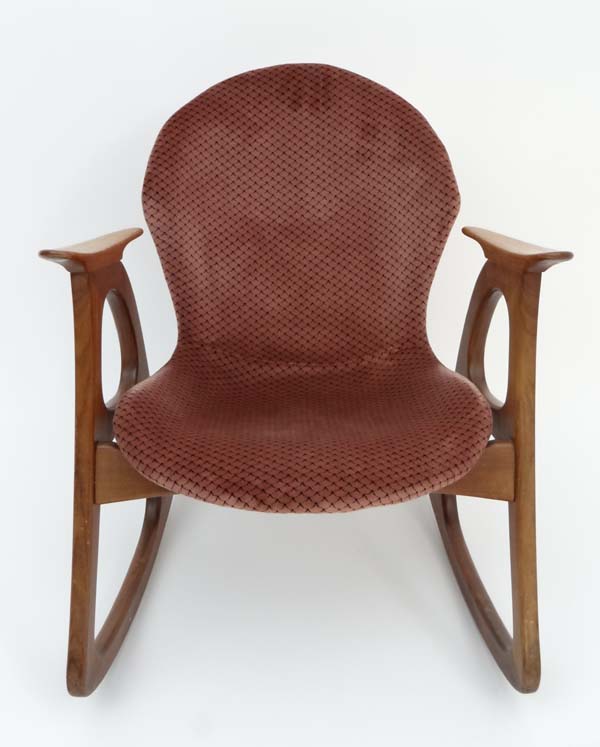 Vintage Retro : a Danish PF teak rocking armchair attributed to the designer  Vladimir Kagan or - Image 3 of 6