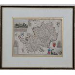 Maps: A framed and glazed map of '' Hertfordshire '' by Thomas Moule. C1840s. From a series