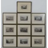10 Steel engraving hand coloured C1818 mostly London views to include : " The Quadrant, and part of