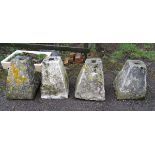 Garden and Architectural : Staddle Stones , a set of four carved stone staddle stone bases of