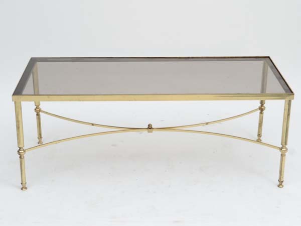 Vintage Retro : a Maison Jansen , Paris brass and glass designer coffee table  with bow shaped