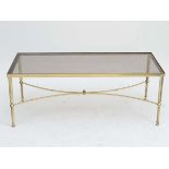Vintage Retro : a Maison Jansen , Paris brass and glass designer coffee table  with bow shaped