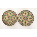 Royal Doulton floral dinner plates. 19thC, decorative and floral pattern with blue, yellow, red