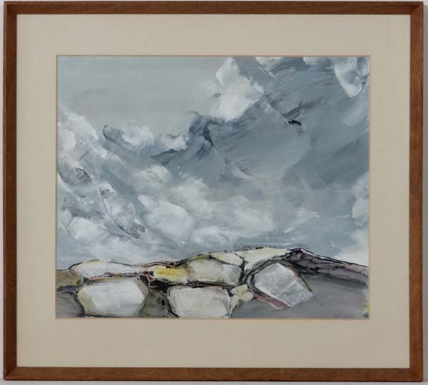 D Tromp XX,
Gouache,
Abstract clouds and fields,
Signed lower right
13 1/2 x 16"
 CONDITION: