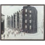 After L.S Lowry (1887-1976)
Coloured print
' Dwelling, Ordsall Lane, Salford  ' (1927)
A Patrick