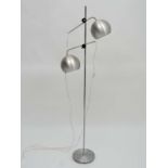 Vintage Retro : a Scandinavian standard lamp with a twin directional spherical shaped , brushed