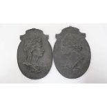 A pair of 19thC handed cast oval reliefs of the notable late 18thC poets Johann Wolfgan Von Goethe (