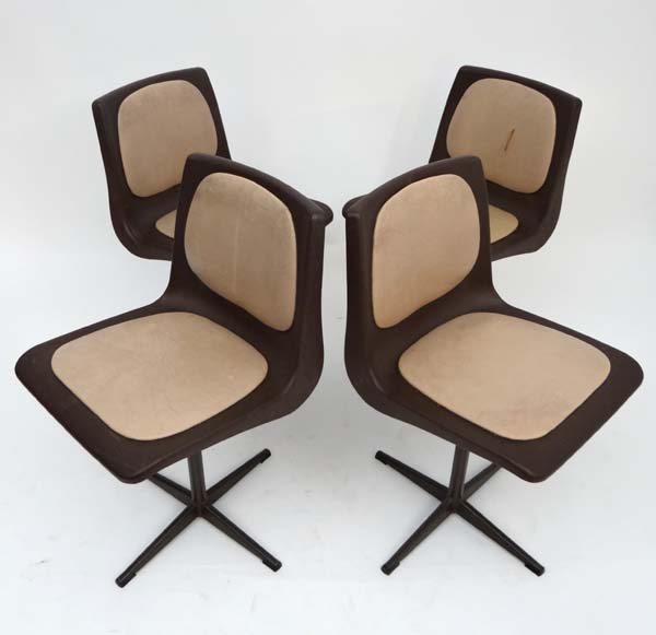 Vintage Retro : a set of 4 British Steelux London 11-16 GLC size D designed pedestal chairs with - Image 2 of 5