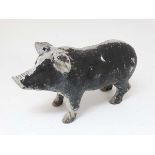An unusual mid- late 20th C painted galvanised standing pig / Piglet ( mostly black) , for