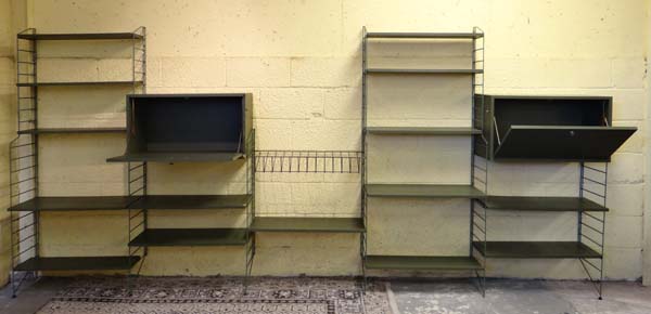 Vintage retro : A Green Ladderax  style , 5 division Modular set of wall shelves with magazine - Image 5 of 6