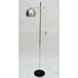 Vintage Retro : a Scandinavian standard lamp with a directional spherical shaped , brushed aluminium