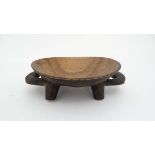 Native Tribal : a South African, probably Zulu , carved wooden meat dish with two handles. 10" in