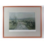 Lionel Dalhousie Robertson Edwards (1878-1966) 
A signed coloured hunting print 
Crossing the road