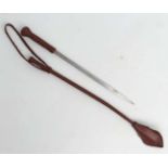 Horse Riding : a riding crop formed ' dispatch ' whip with leather plaited loop, handle and sheath /