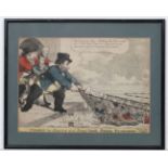Fishing: Charles Williams 1806 political / satirical hand coloured etching. 
'Fishing for flats or a