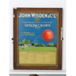 Cricket advert : a 1921 John Wisden & Co ltd " Special Crown " balls polychrome advert using