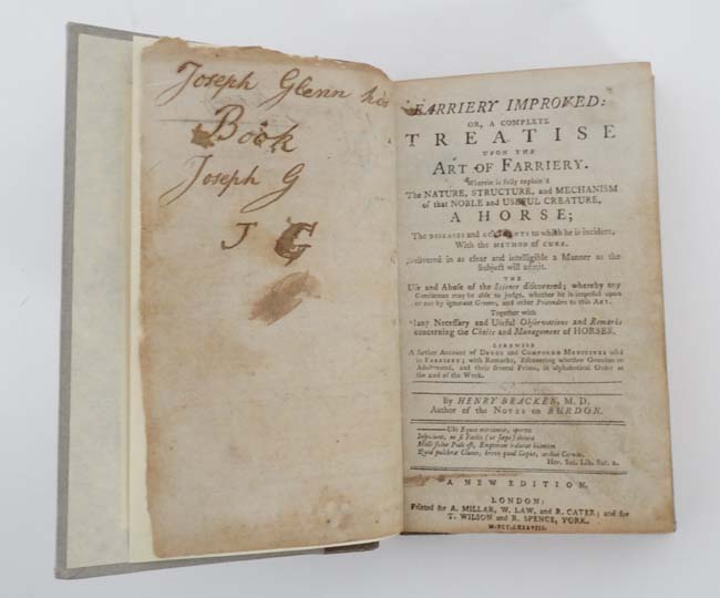 Book: ''Bracken's Farriery Improved: Or a complete treatise upon the art of farriery. 1788'' by - Image 2 of 4