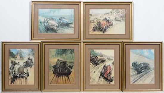 After Frederick Gordon Crosby (1885-1943) etc automotive illustrators
6 coloured early motoring