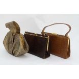 Vintage Handbags : two Lizard skin covered handbags ( one marked ' Marquessa')  and a ' Mac  ' of