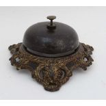 Victorian Counter bell : a 19 th C shop ' Push button ' shop counter bell, with brass bell and