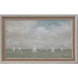 Victor Burr (1908-?),
Oil on board , pallet knife,
Yachts at sea,
Signed lower right,
13 1/2 x 23