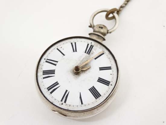 Verge Pocket watch : ' Pearson , Louth '. A hallmarked Silver key wind pocket watch with ornate - Image 18 of 21