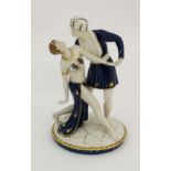 A Royal Dux Art Deco figure group of dancers. Possibly Nureyev. Modelled and painted in Arabian