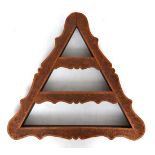 A Faroe Island Folk Art chip cut triangular wall hanging set of open shelves 27 1/2" high x 28 3/