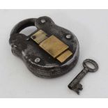 Padlock : a cast iron a brass 'Union Secure 2 lever ' padlock and key, 2 7:8" high CONDITION: Please