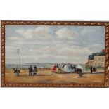 Follower of Boudin , French School
Oil on canvas board
Figures on the beach
Indistinctly signed