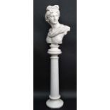 Classical Bust : An impressive  bust of Apollo on turned column stand, from Greek and Roman