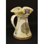 An unusual early 20th C Royal Doulton jug with pinched flared rim. Number D3141. The design