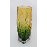 A 2 tone glass vase of textured bark form in the Whitefriars style 6 1/2" high  CONDITION: Please