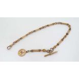 9ct gold pocket watch chain : a fine 9 .375 gold watch / Albert chain with Masonic pierced fob , 14