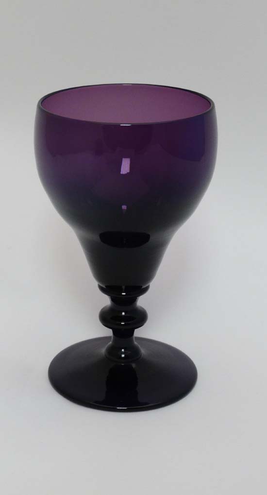 A 19thC amethyst glass  wine glass. Approx 6" tall  CONDITION: Please Note -  we do not make - Image 9 of 10