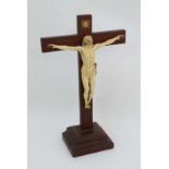 17 / 18 th Crucifix : a French  Corpus Christi of a carved ivory Jesus Christ on the Cross  (