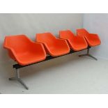 Vintage Retro : a Robin Day (1915-2010) for Hille a 1960's 4 seat burnt orange  Airport lounge /