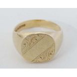 A 9ct gold Signet ring (10g) CONDITION: Please Note -  we do not make reference to the condition