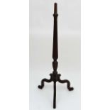 A 19thC mahogany tripod torchiere stand with reeded column 51" high  CONDITION: Please Note -  we do