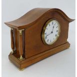 Buren 8 Day Mantel Clock : An inlaid Walnut cased Buren Mantle Timepiece  with brass and turned