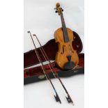 Musical Instruments : A c1900 violin , bears label within ' Stainer . ' Carved maple body with