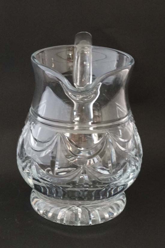 A large cut glass jug with loop handle 9" high  CONDITION: Please Note -  we do not make reference - Image 4 of 6
