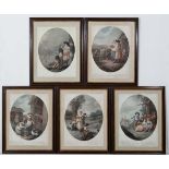 F Bartolozzi after W Hamilton,  
Nine coloured Coloured Stipple oval engravings,
" January,