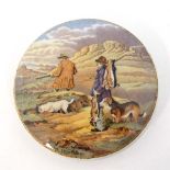 Victorian Pratt pot lid entitled  ' The Sportsman ' depicting figures and dogs with gun and