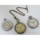 Militaria : A WWII British Army pocketwatch , Swiss made , the reverse marked ' G . S . T . P . (