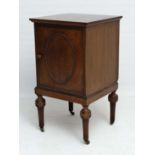 An early 20thC French mahogany pot cupboard with beaded decoration and carved and reeded legs 16 1/